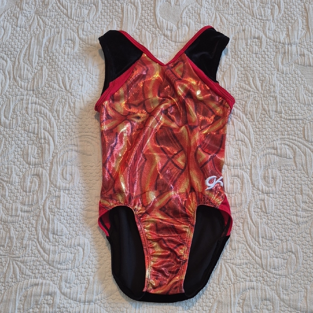 GK child Medium orange, gold & black red, dance, gymnastics VGUC